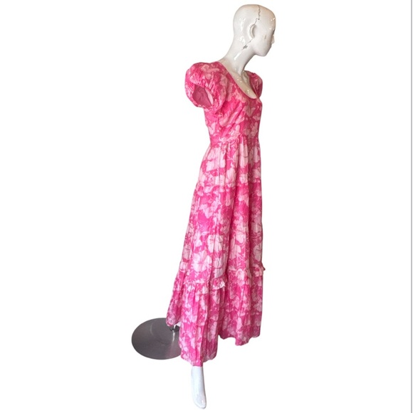 LOVESHACKFANCY Karalie Cotton & Silk Holiday Sun Fuschia Maxi Dress Size 6 - Picture 8 of 16